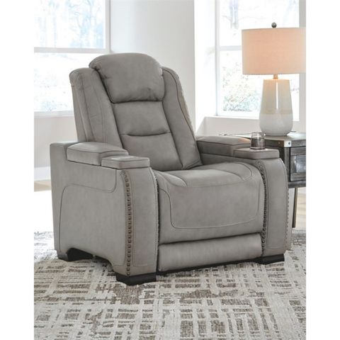 Bowery Hill Contemporary Leather Power Recliner In Gray Finish ... with Designing Your Space with the Bowery Hill Ivory Leather Power Sofa